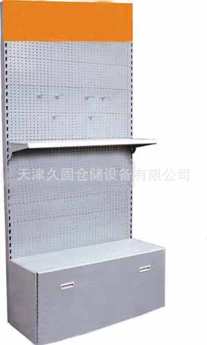 PVC發(fā)泡板落地展示架安迪板洞洞板掛鉤展示架電子產(chǎn)品食品落地架(圖1)